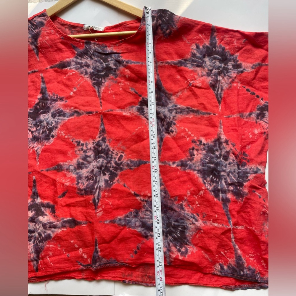 Viola Borghi Italian linen Tie-Dye Red and Black Top blouse medium - Picture 5 of 8